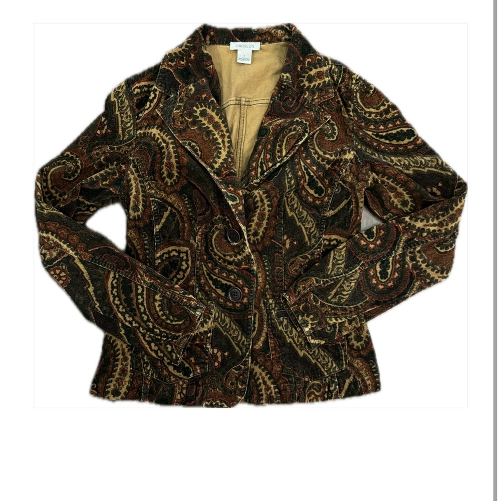 Velvet paisley button down collard top